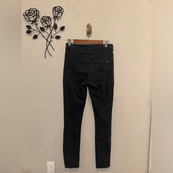 Kendall + Kylie Black Distressed Retro Jeans Ripped Skinny Mid Rise Size 9 - Picture 6 of 11